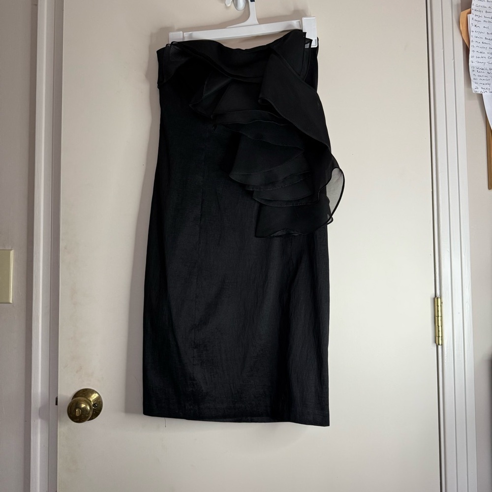 Maxandcleo one shoulder ruffled black formal dress size 8